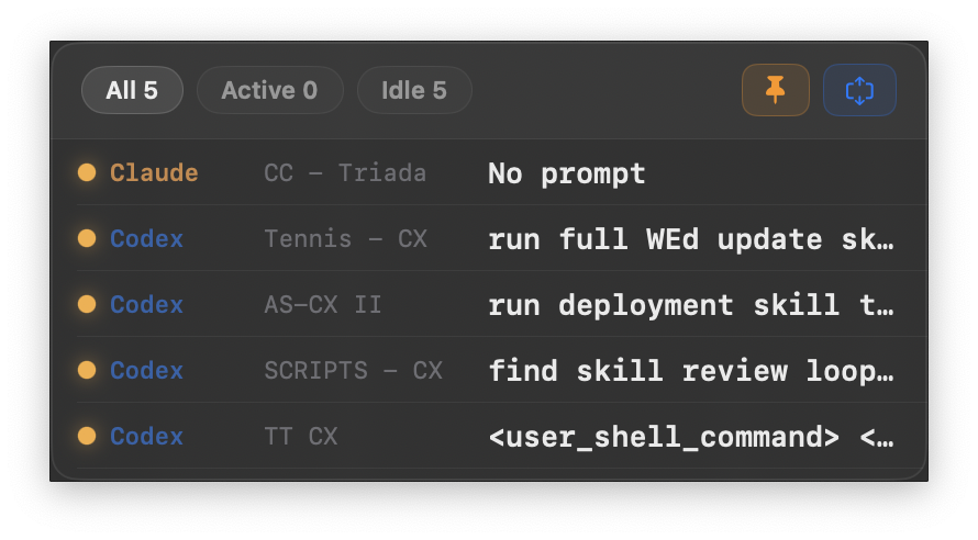 Agent Cockpit in dark mode
